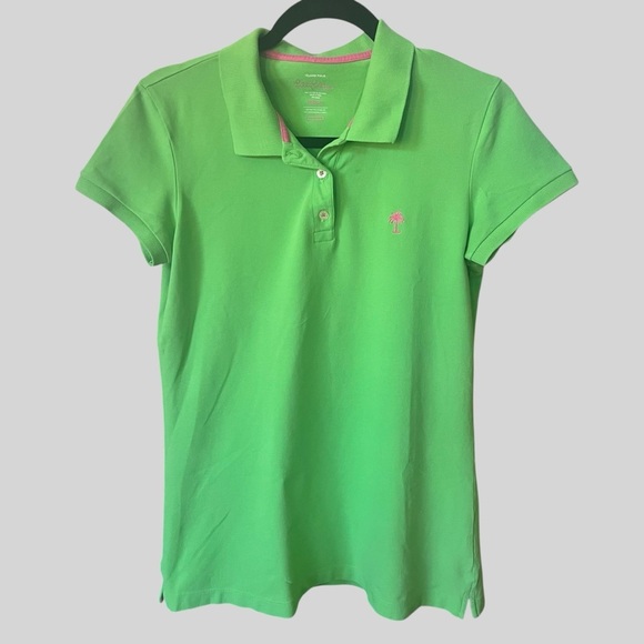 Lilly Pulitzer Tops - Lilly Pulitzer Soft Green Color Cotton Polo Shirt Cap Sleeve.